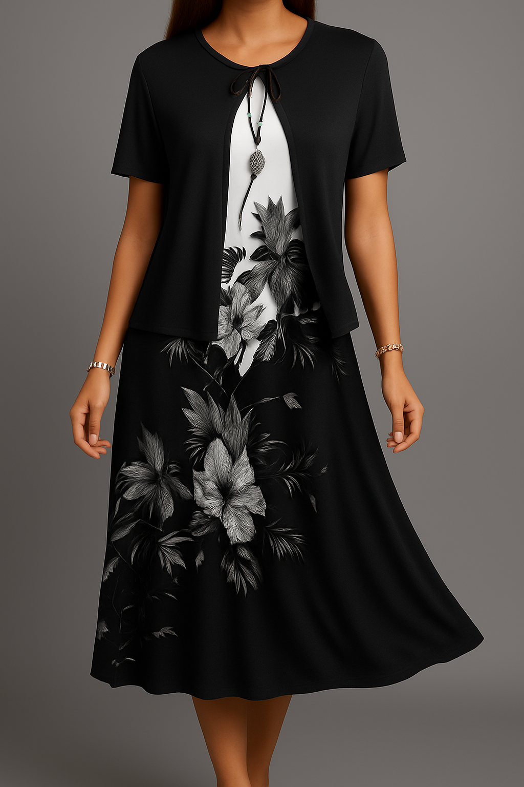 Isadora - Elegant Bohemian Jersey With Midi Dress