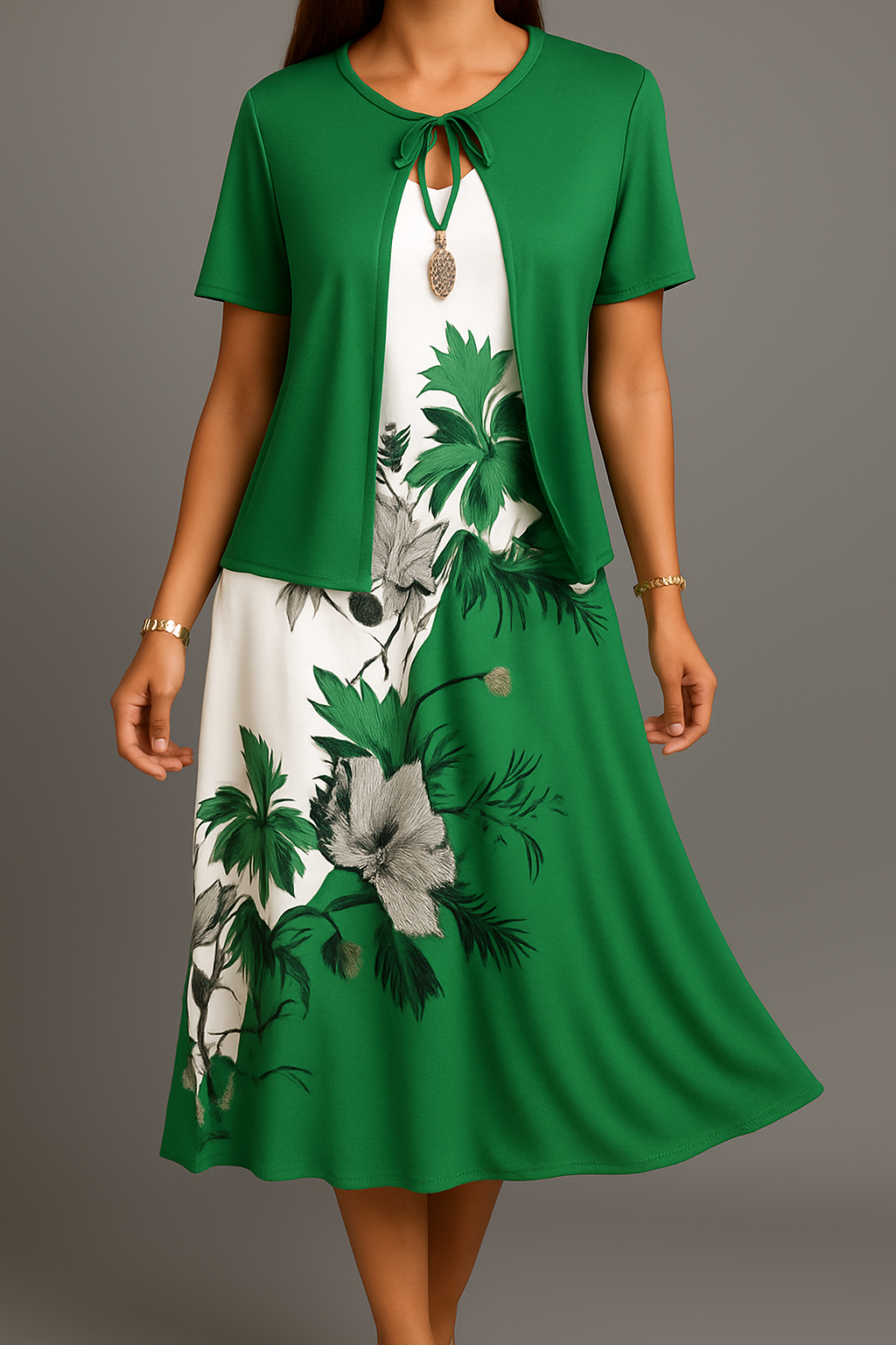 Isadora - Elegant Bohemian Jersey With Midi Dress