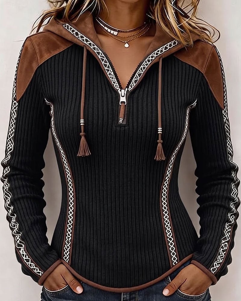 Berouxa - Long Sleeve Hooded With Front Zipper