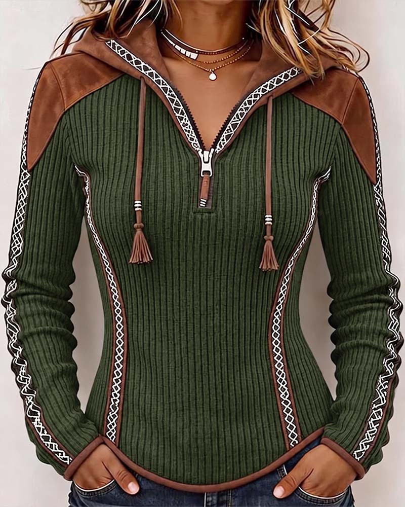 Berouxa - Long Sleeve Hooded With Front Zipper