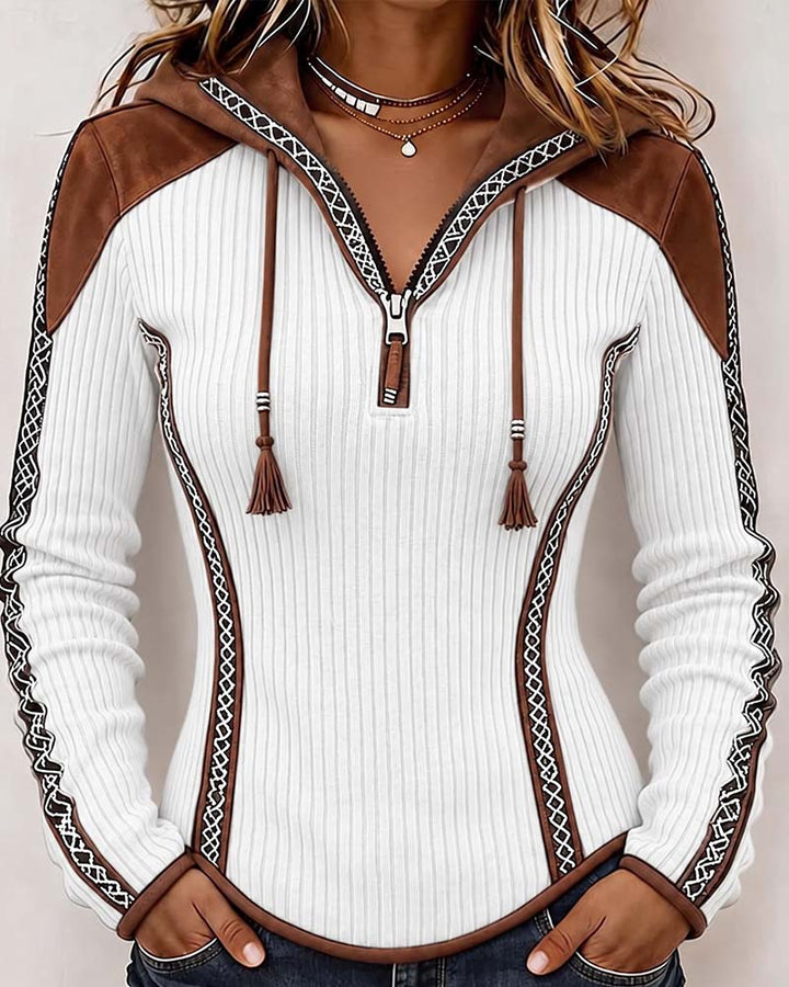 Berouxa - Long Sleeve Hooded With Front Zipper