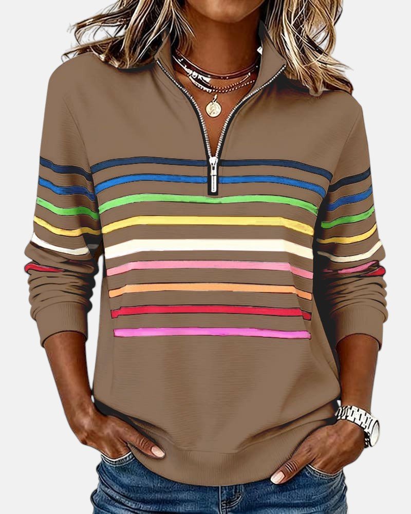 Renaira - Striped Quarter Length Sweatshirt