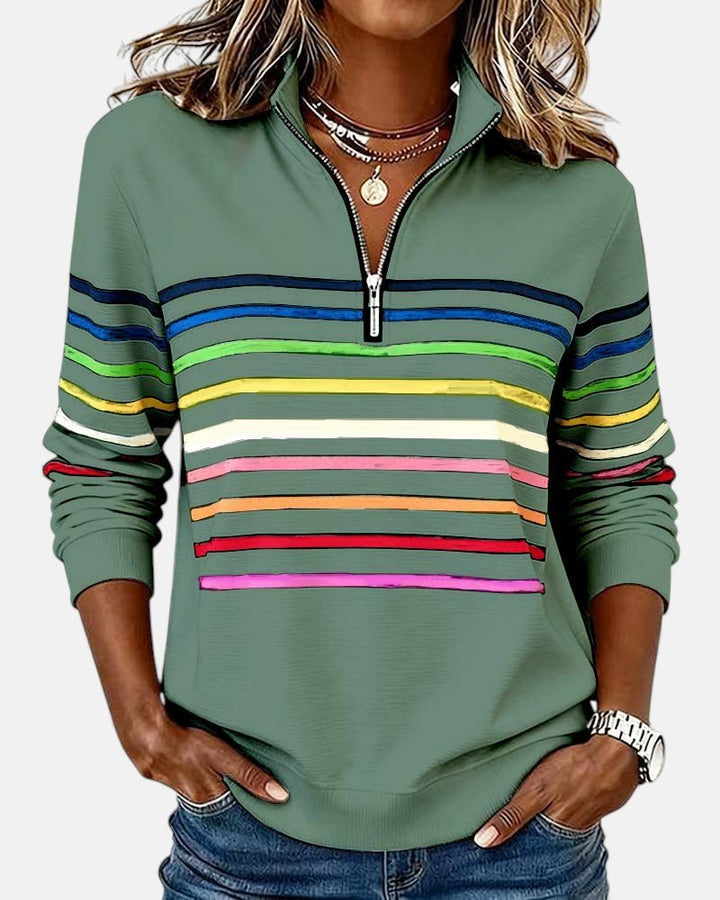 Renaira - Striped Quarter Length Sweatshirt