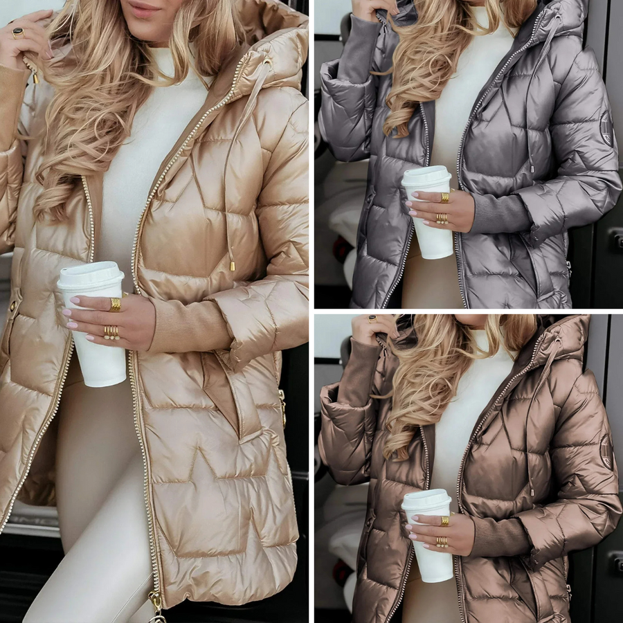 Mageina - Elegant Winter Coat With Hood And Padding