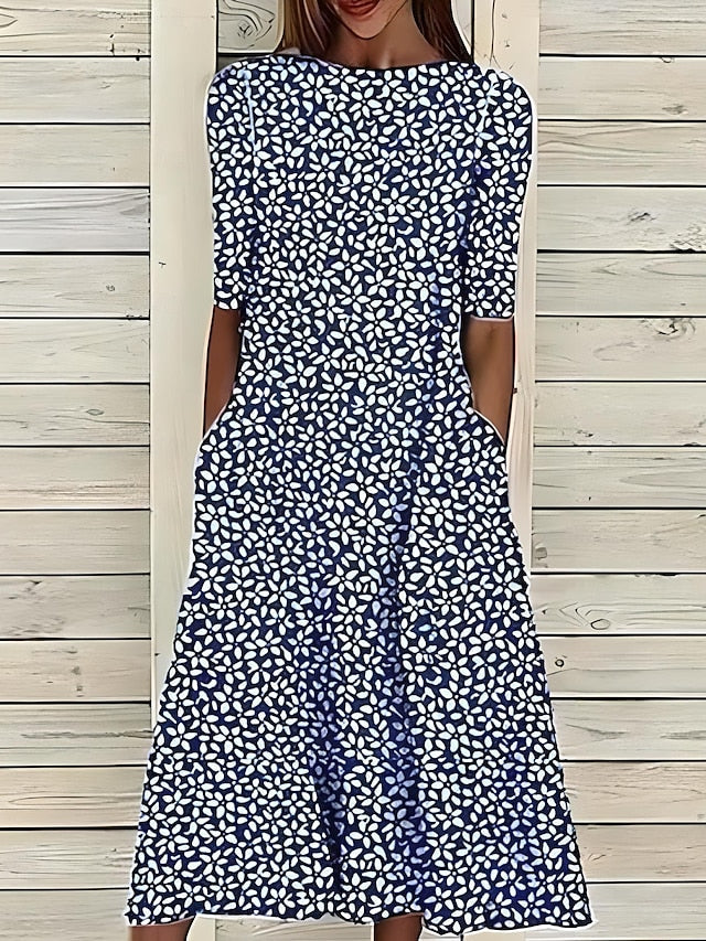 Malgorzata - Summer Midi Dress With Coastal Flowers